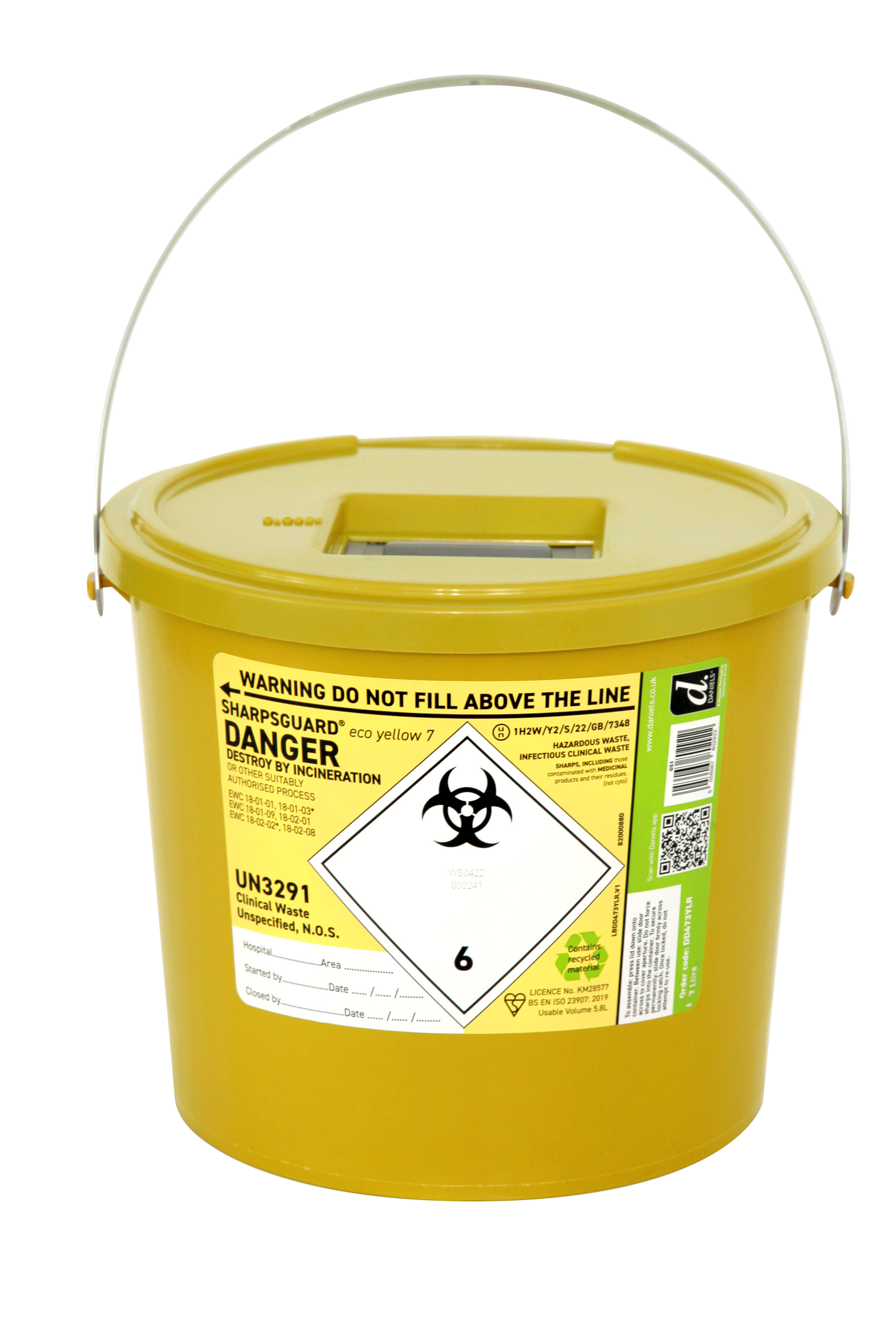 Sharpsguard Yellow 7 Ltr Sharps Bin