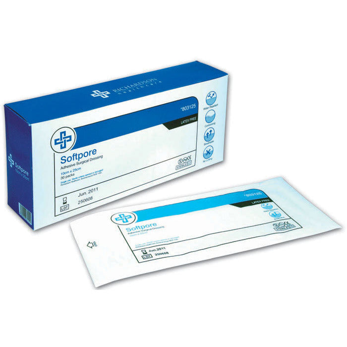 Softpore Adhesive Surgical Dressing - 10 x 25cm x 30