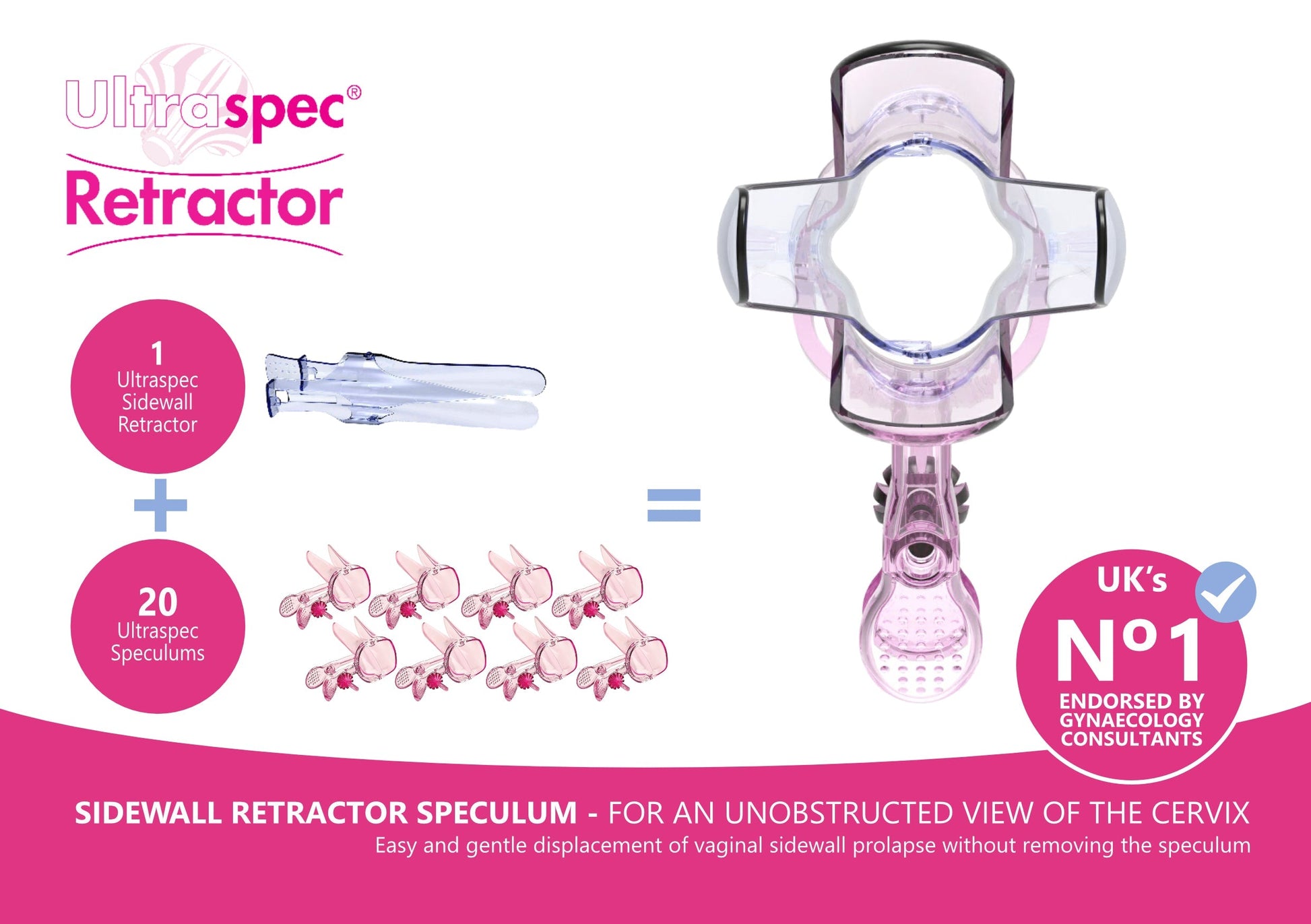 Speculum Ultraspec Medium Long/Large (Sterile) - Pack of 20 – Includes FREE Sidewall Retractor!