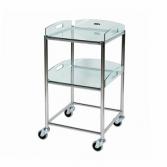 Stainless Steel Surgical Trolley 46x52x86cm (2 x Glass Effect Trays)