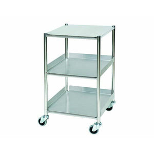 Stainless Steel Surgical Trolley 46x52x86cm 2 x trays 1 x shelf