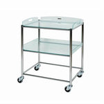 Stainless Steel Surgical Trolley 66x52x86cm (2 x Glass Effect Trays)