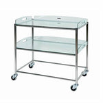 Stainless Steel Surgical Trolley 86x52x86cm (2 x Glass Effect Trays)