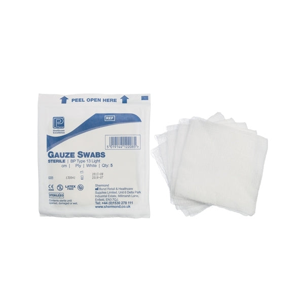 Sterile Gauze Swabs - 12 Ply - 5 x 5 cm - White - x 150