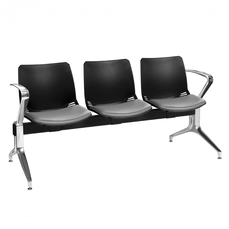 Sunflower Neptune Visitor 3 Seat Module (Moulded) - 2 Chrome Arms - Vinyl Seat Pads