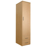 Sunflower Single Wardrobe with Drawers - No Lock - Beech