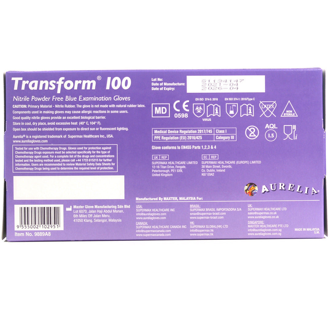 Supermax Aurelia Transform Nitrile Gloves - Pack of 100 - Large