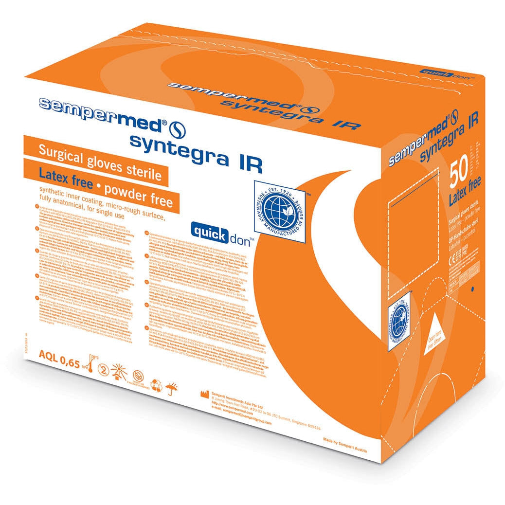 Syntegra IR Surgeons Polyisoprene Sterile Gloves - Size 7.5 - Box of 50