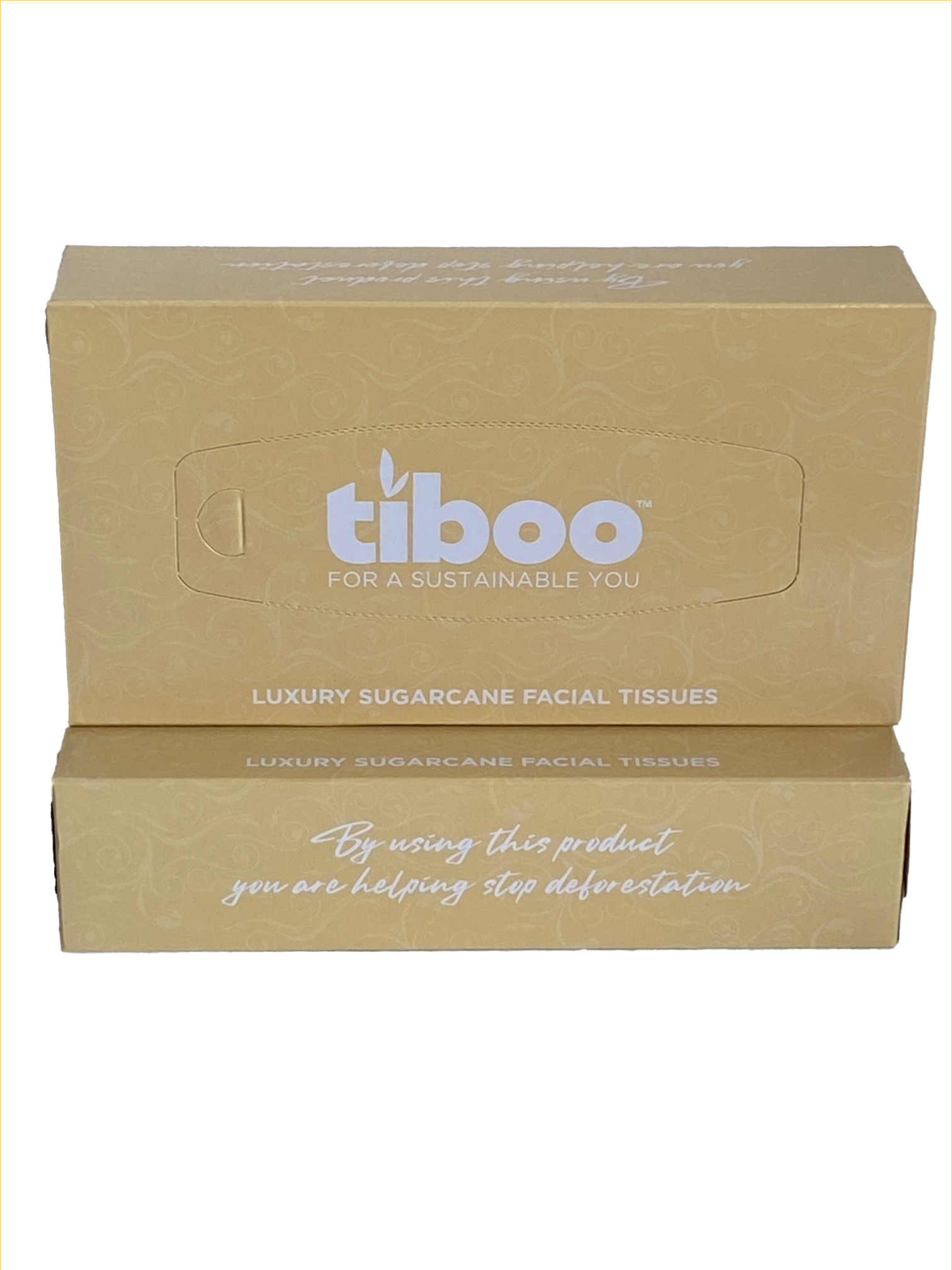 Tiboo Sugarcane Luxury “White” Facial Tissues 2ply (Case of 36)