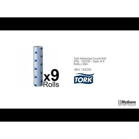 Tork Advanced Blue Couch Roll 2Ply - 152250 - Case of 9 Rolls x 56m