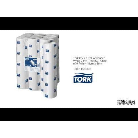 Tork Couch Roll Advanced White 2 Ply - 150250 - Case of 9 Rolls - 48cm/19" x 56m