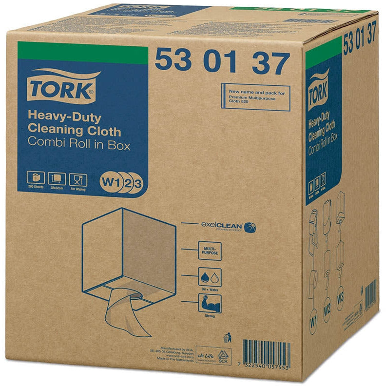 Tork Heavy Duty Cleaning Cloth White 1Ply - 530137 - 1 x 280 Sheets