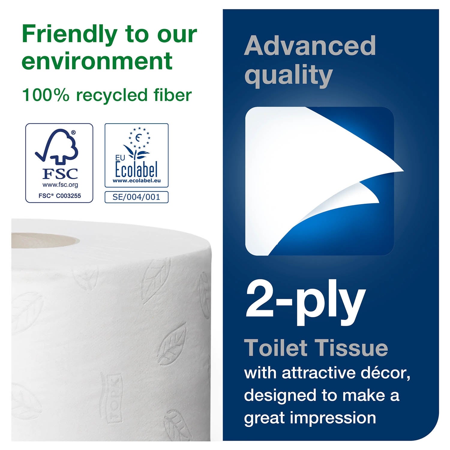 Tork Mini Jumbo Toilet Roll Advanced 2 Ply - 120238 - Case of 12 Rolls - 170m