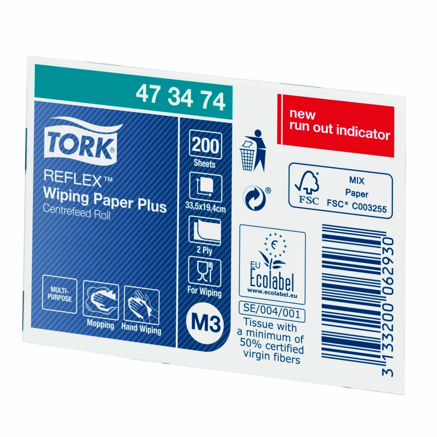 Tork Reflex Centrefeed Roll White 2ply - Case of 9 Rolls - 19.4cm x 67m