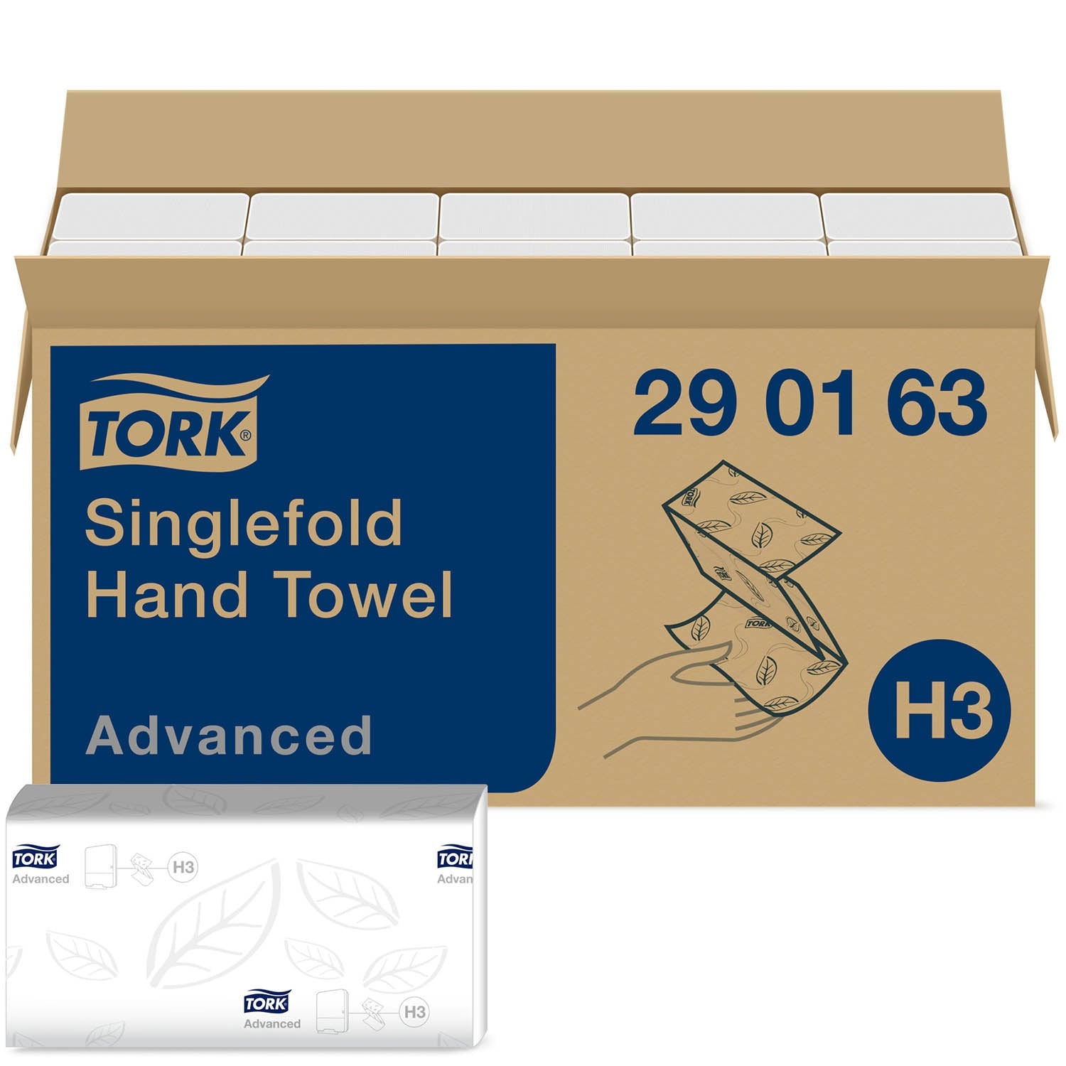 Tork Singlefold Hand Towel Advanced White - 2Ply - 290163 - 15 x 250