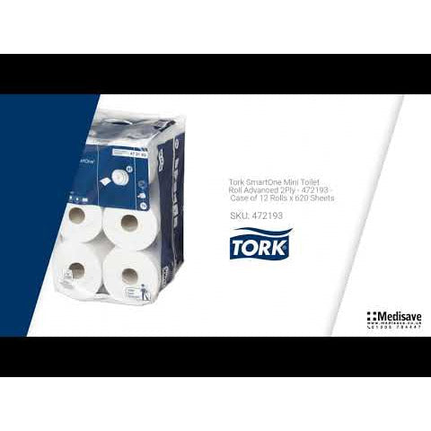 Tork SmartOne Mini Toilet Roll Advanced 2Ply - 472193 - Case of 12 Rolls x 620 Sheets