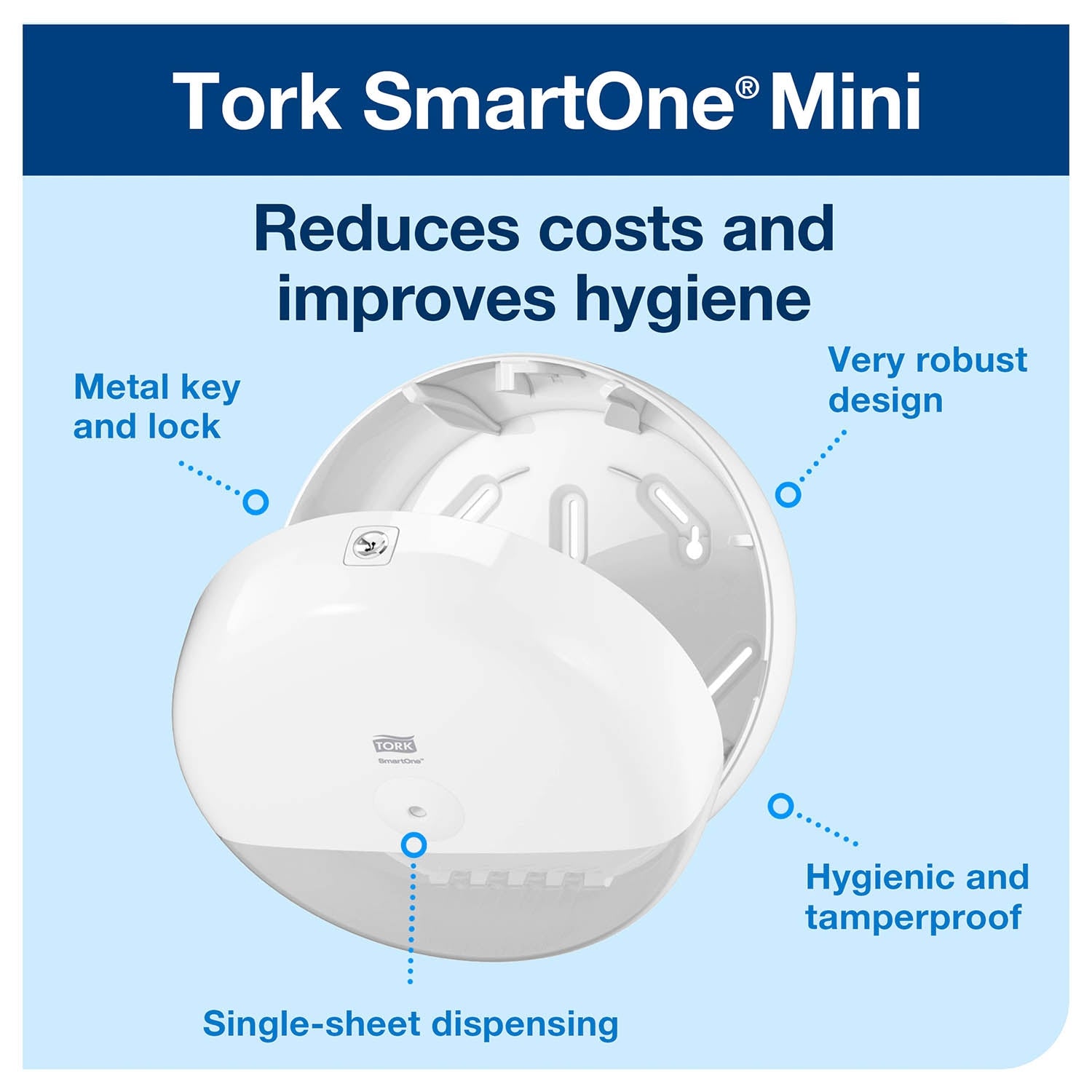 Tork SmartOne Mini Toilet Roll Dispenser - White