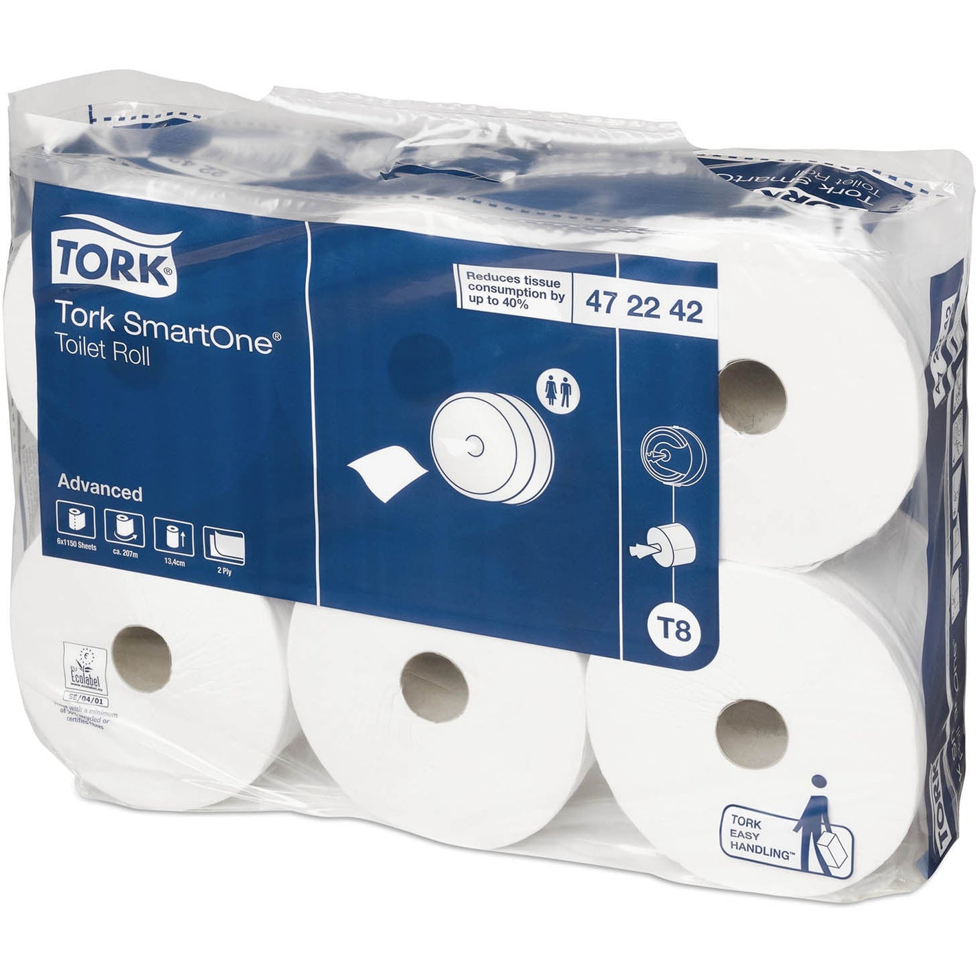 Tork SmartOne Toilet Roll Advanced 2Ply - 472242 - Case of 6 x 1150 Sheets