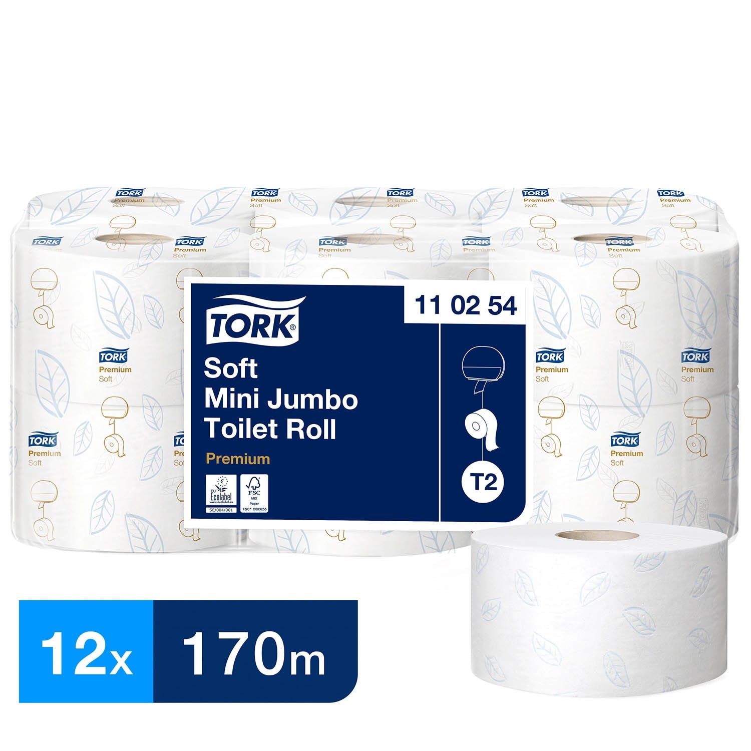 Tork Soft Mini Jumbo Toilet Roll Premium 2Ply - 110254 - Case of 12 x 170m