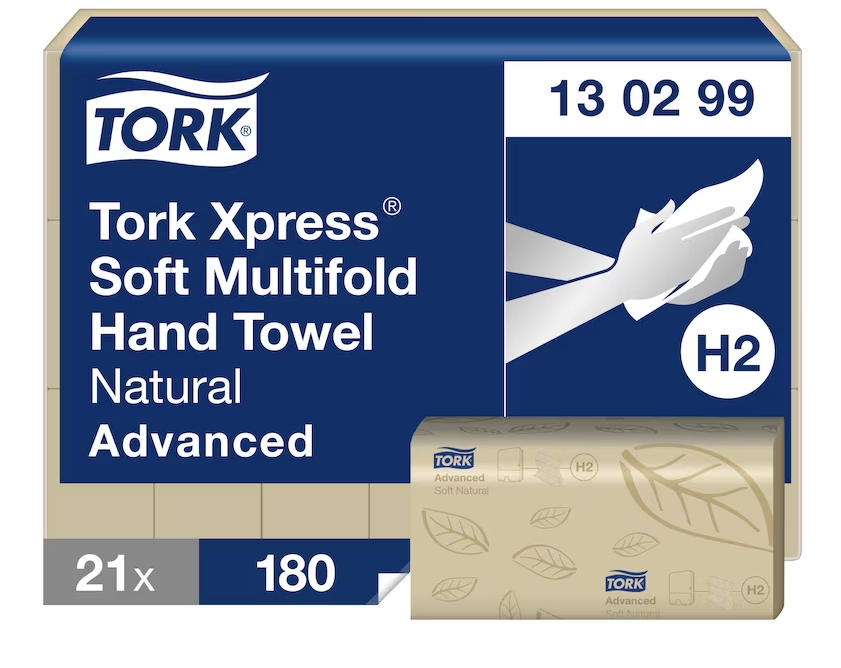 Tork Xpress Soft Natural Multifold Hand towel, Advanced Natural H2 21 x 180