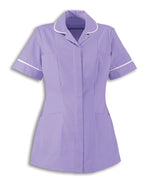 Traditional Nurses Tunic with Contemporary Cut - Lilac & White Trim