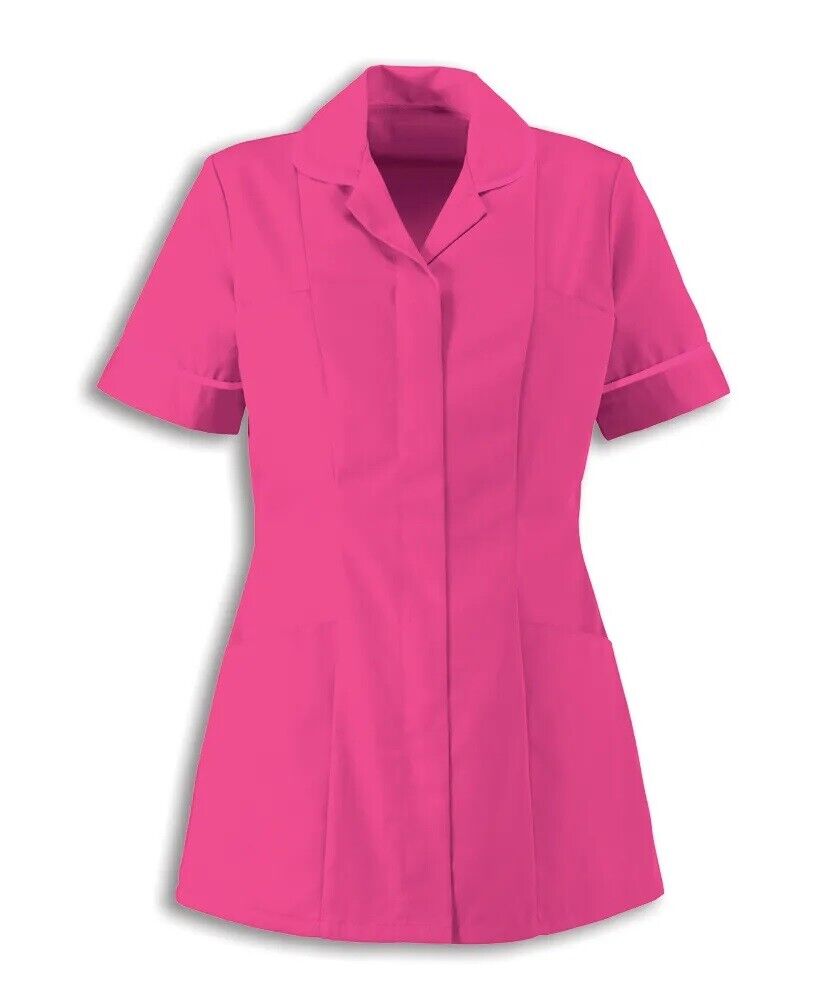 Traditional Nurses Tunic with Contemporary Cut - Pink & Pink Trim