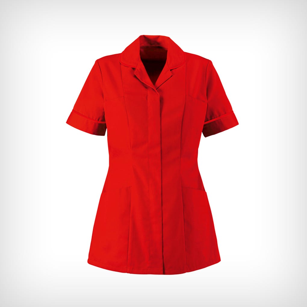 Traditional Nurses Tunic with Contemporary Cut - Red