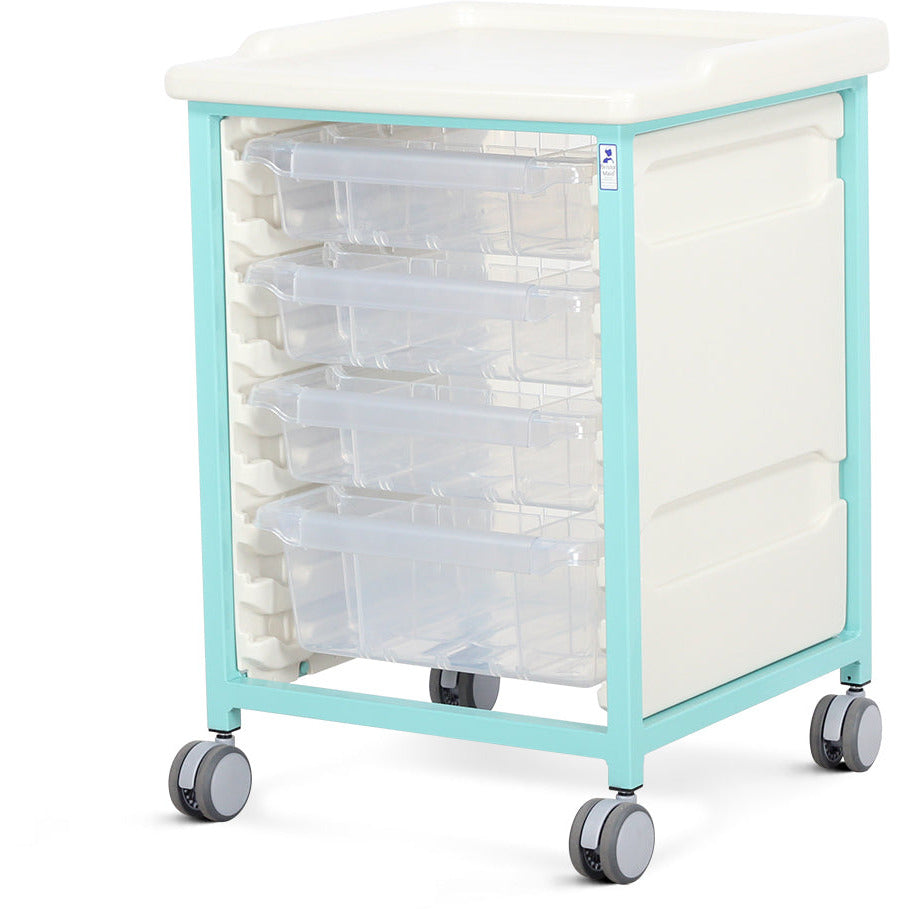 Tray Trolley - Low Level - Single Column (Mild Steel) - 3 Small & 1 Deep Drawers