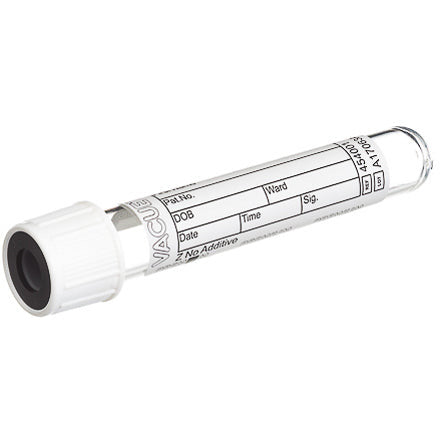 VACUETTE® TUBE 3.5 ml Z No Additive - 13x75 white cap-black ring, non-ridged