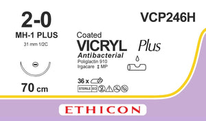 VCP246H Vicryl Plus Violet 2-0 70cm 31mm 1/2 Taperpoint Plus