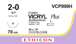 VICRYL Suture PLUS - Braided - Violet - 2-0 - 70cm - 1 x Tapercut - 26mm - 1/2C - 36