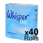 Whisper Soft 2 Ply Toilet Roll x 40 Rolls (10 Packs Of 4)