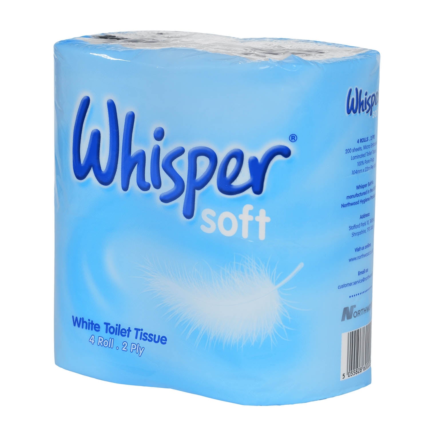 Whisper Soft 2 Ply Toilet Roll x 40 Rolls (10 Packs Of 4)