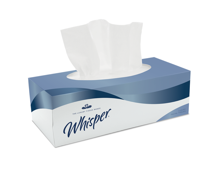 Whisper White Facial Tissues - 2ply - 100 sheets - Case of 36