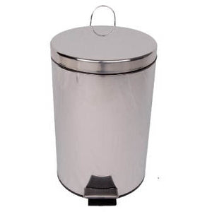 White 20 Litre Pedal Bin - Silver