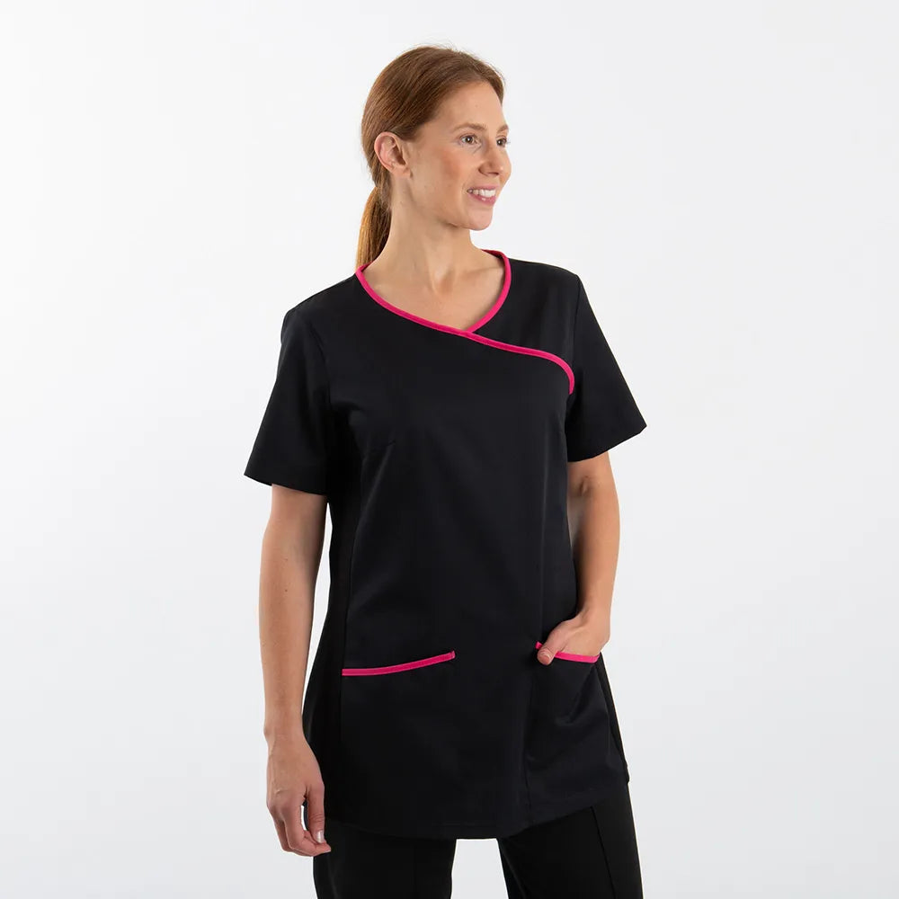 Woman's Stretch Mock-Wrap Scrub Top