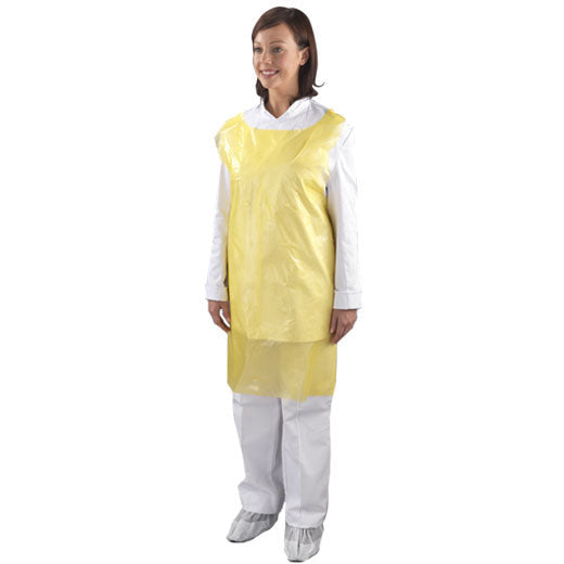 Yellow Disposable Polythene Aprons on a ROLL x 200