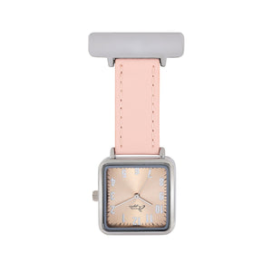 Annie Apple Nurses Fob Watch - Eunoia - Rose Gold/Silver/Pink - Leather - 28mm