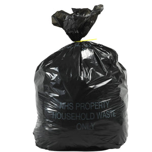 Black - Light Duty Domestic Waste Refuge Bag - Large 90L - Roll of 50