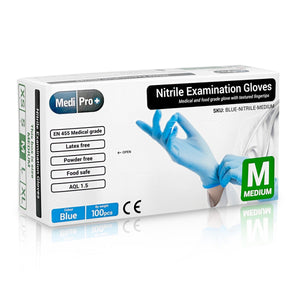 Blue Nitrile Gloves Medical Grade Cat III PPE Medium x 100