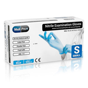 Blue Nitrile Gloves Medical Grade Cat III PPE Small x 100