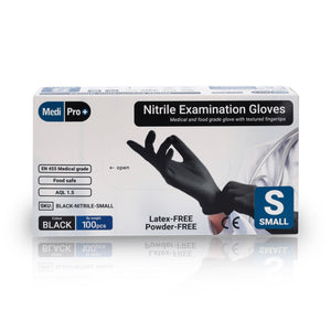 MediPro Black Nitrile Gloves - Box of 100 - Small